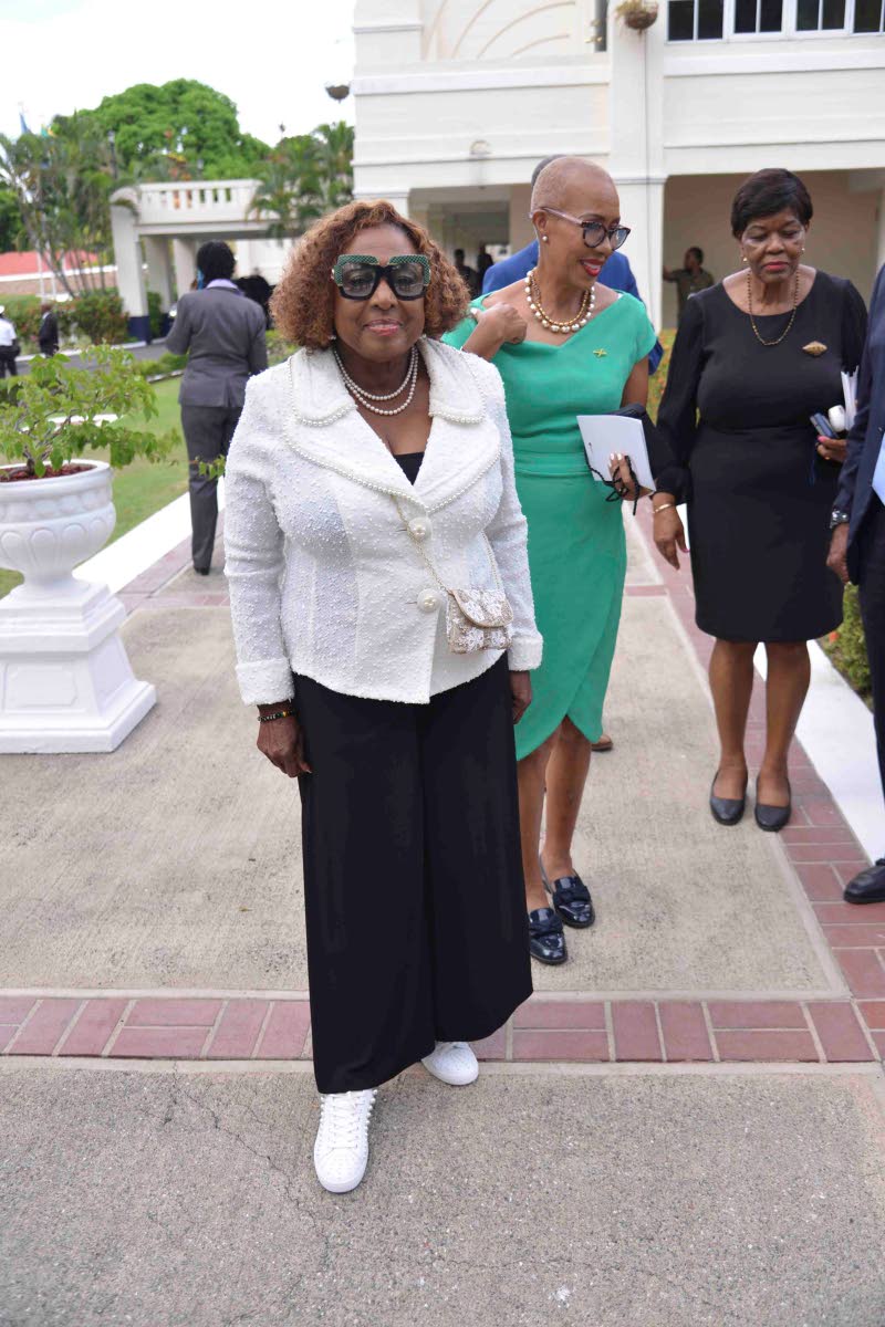 Olivia ‘Babsy’ Grange, member of parliament-elect for St Catherine Central, strikes a balance of elegance and ease in a classic ensemble, anchored by a tailored white jacket, flowing black skirt, and white lowtops.
