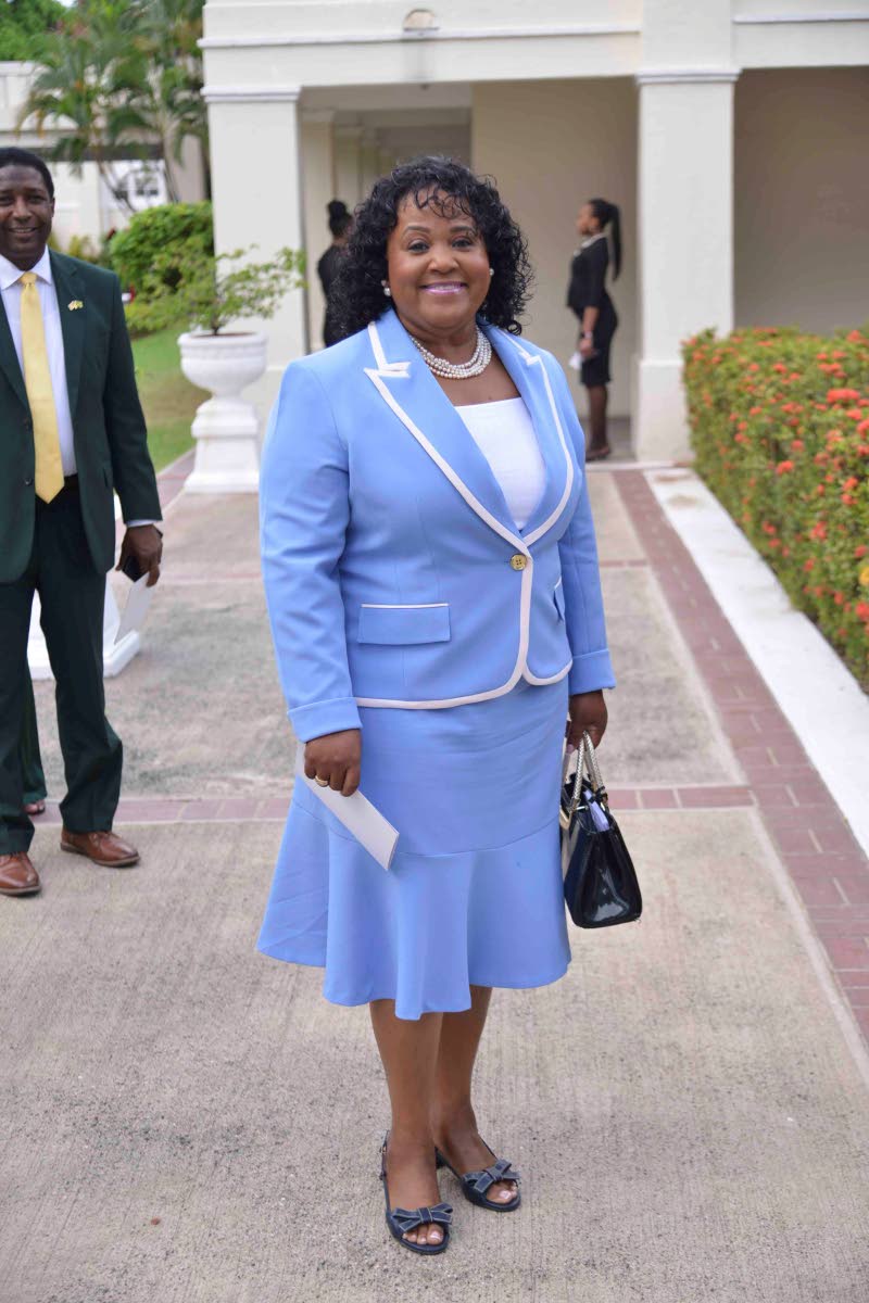 Natalie Neita-Garvey, member of parliament-elect for St Catherine North Central, wears a powder-blue skirt suit edged with a crisp white trim – a look equally polished and poised.