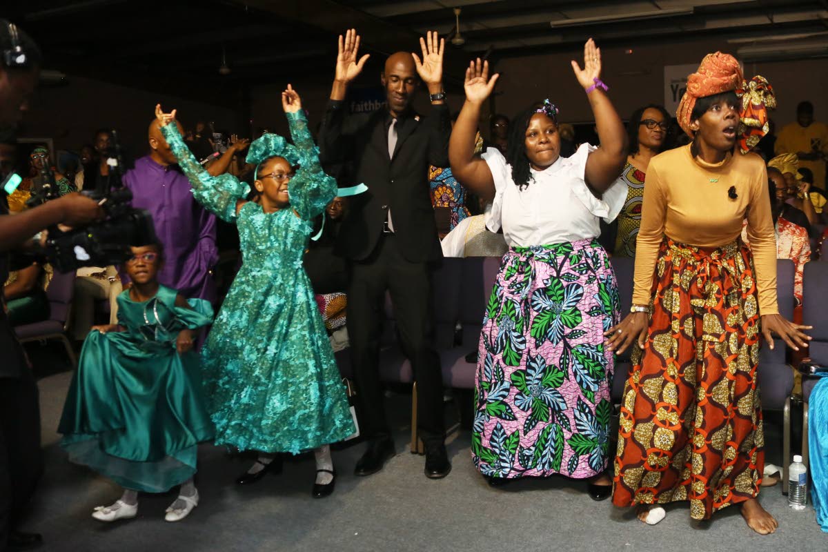 Front row patrons enjoying the moment at the Sterling Gospel Music Awards on Saturday. 