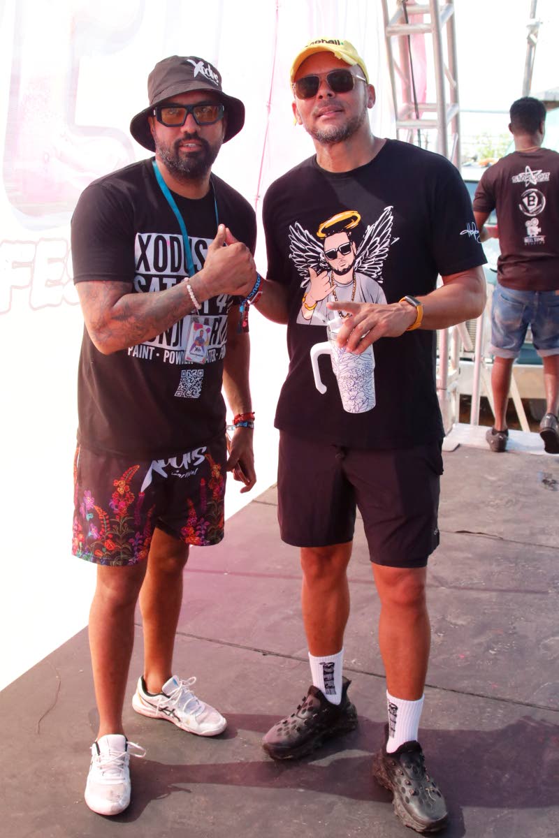Pierre Goubault, CEO of Xodus Carnival (left) and Walshy Fire of Major Lazer paused for a moment for the lens at Xodus Wet Music Festival.