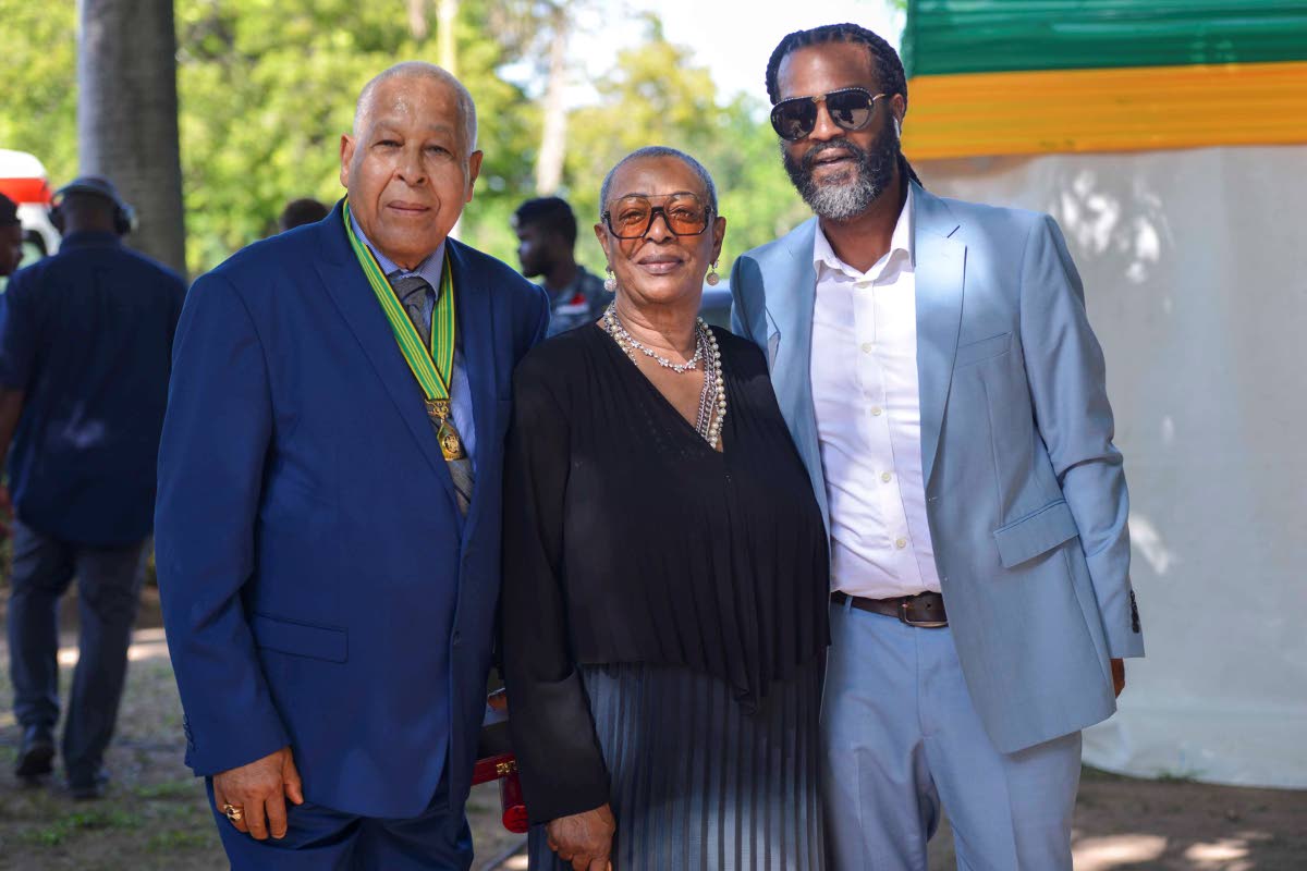 Lloyd ‘King Jammy’ James (left) was conferred with the Order of Distinction in the rank of Commander for his sterling contribution to Jamaica’s music Industry and innovation in reggae and dancehall. His wife, Iris James, and son Trevor ‘Baby G’ J