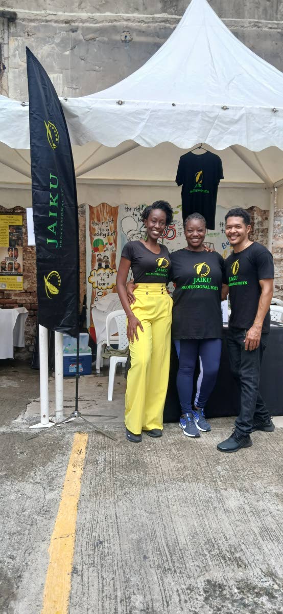 From left: Poet Kacy Garvey, co-founder and managing director of JAIKU; Jodiann Edwards, executive assistant; and poet Britton Wright, co-founder of JAIKU.