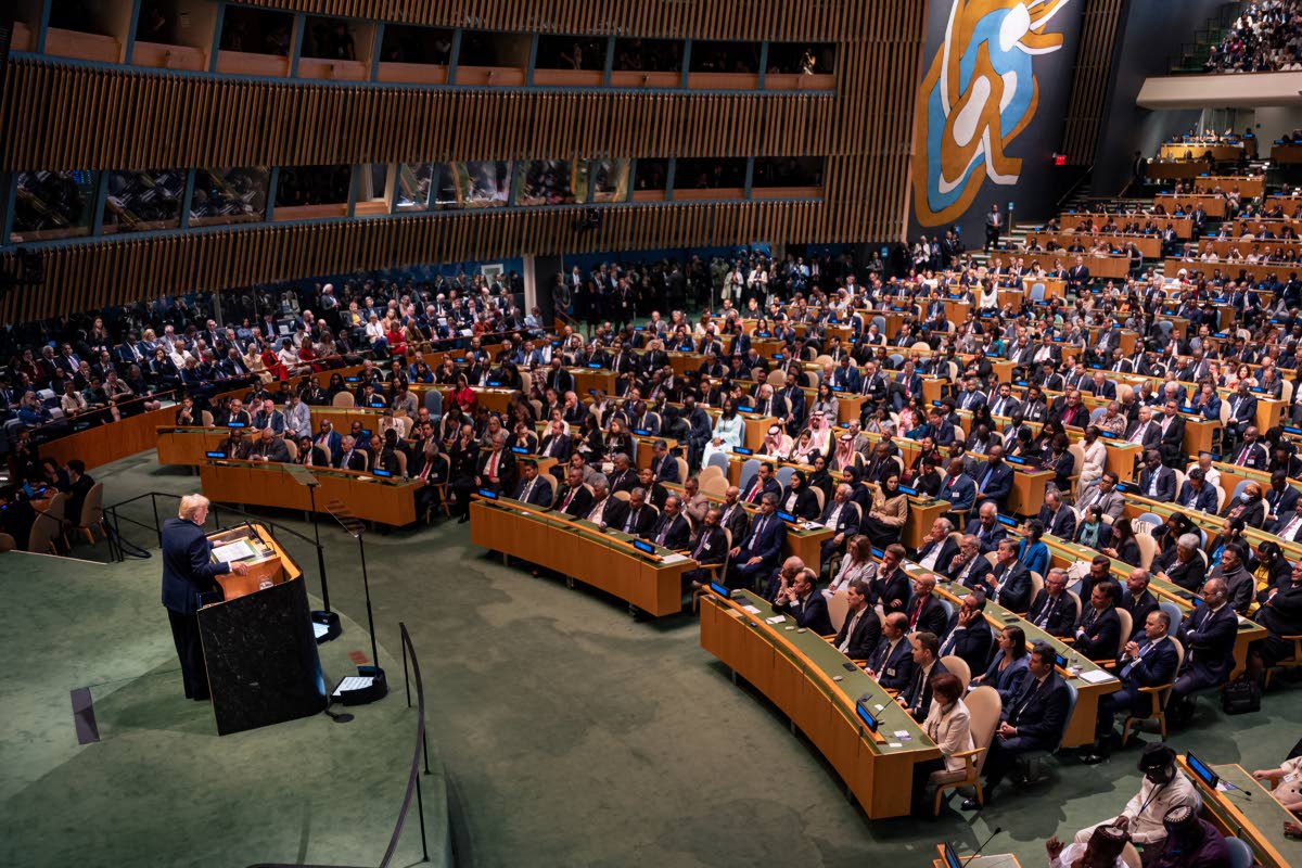 President Donald Trump addresses the 80th session of the United Nations General Assembly.