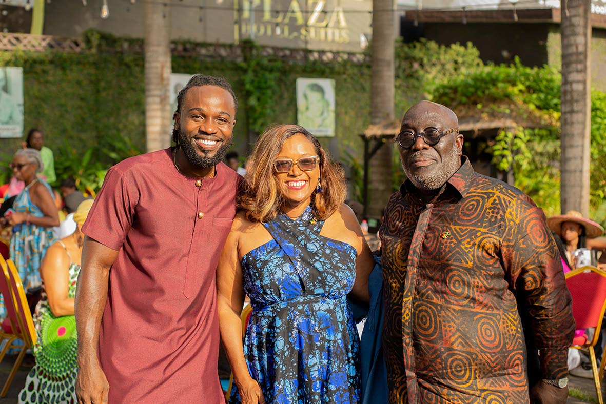In his capacity as the president of the Ghana Caribbean Association, Kevoy Burton is joined by the high commissioner of Barbados, Juliette Bynoes Sutherland (centre), and Okatakyie Boakye Danquah Ababio, the honorary consul of Jamaica.