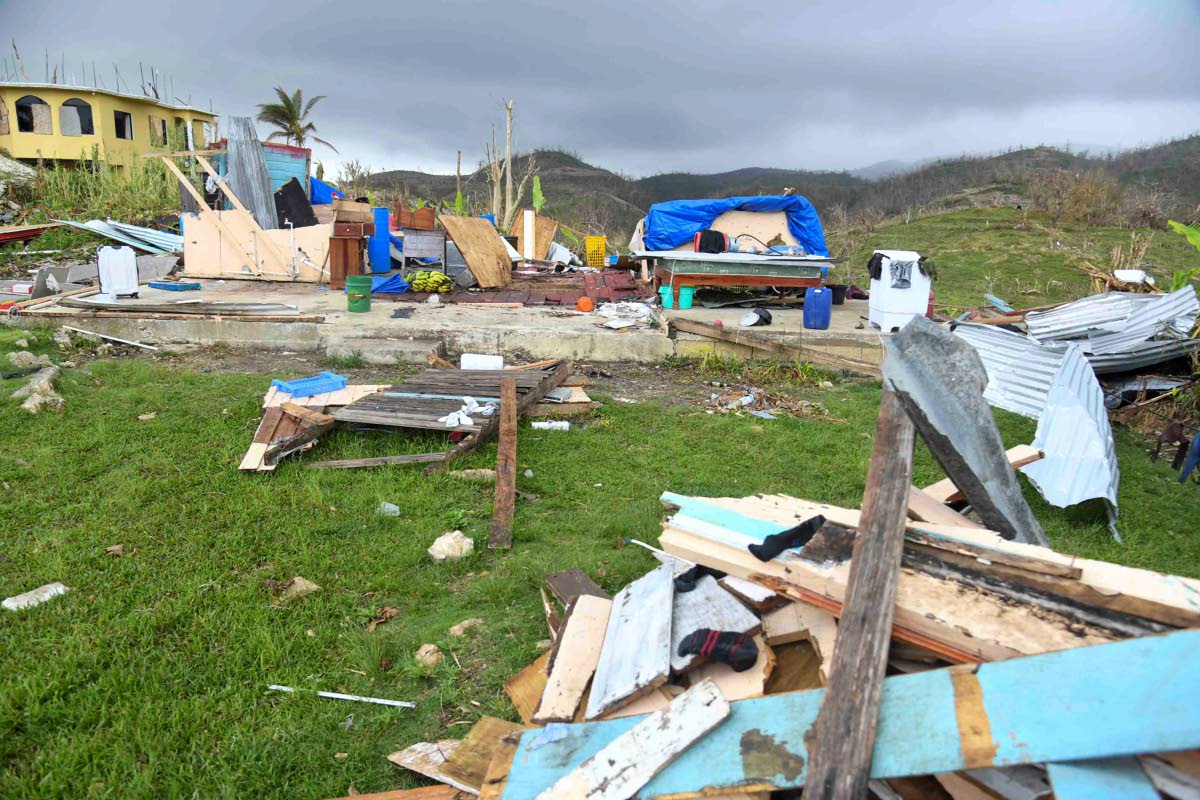 This photo shows debris strewn around the home of Crystal Morris, in New Works, Westmoreland, which was severely damaged by Hurricane Melissa.