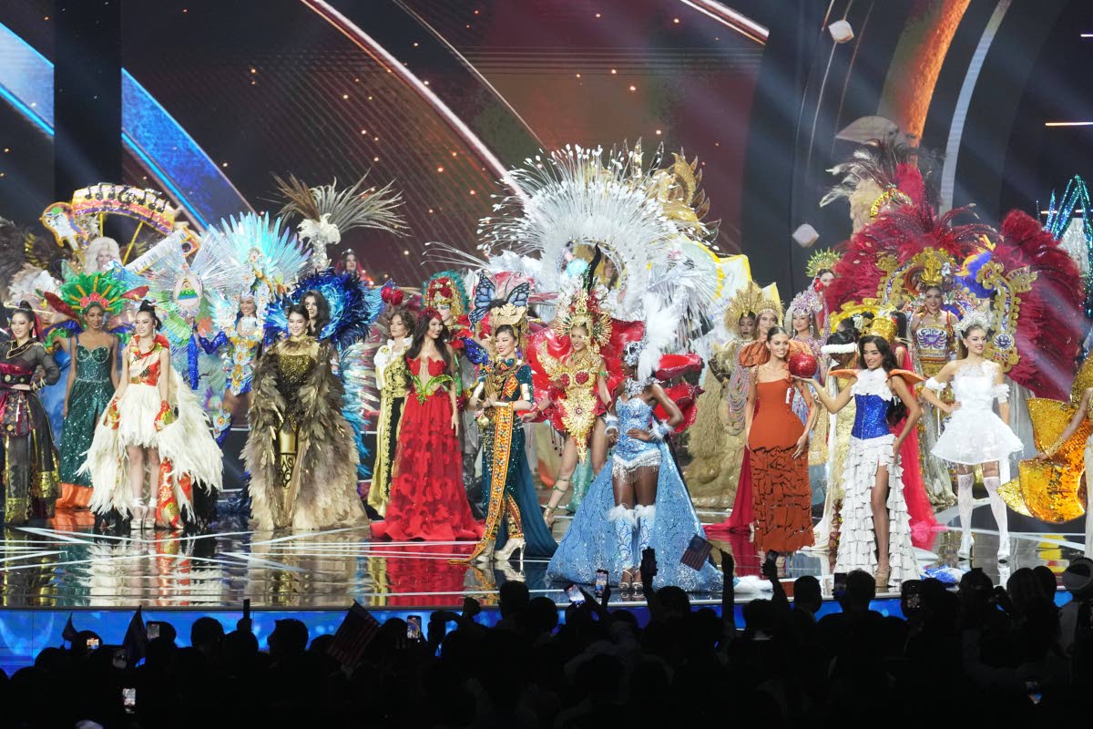 Contestants compete in the national costume show at the Miss Universe pageant in Nonthaburi province, Thailand.