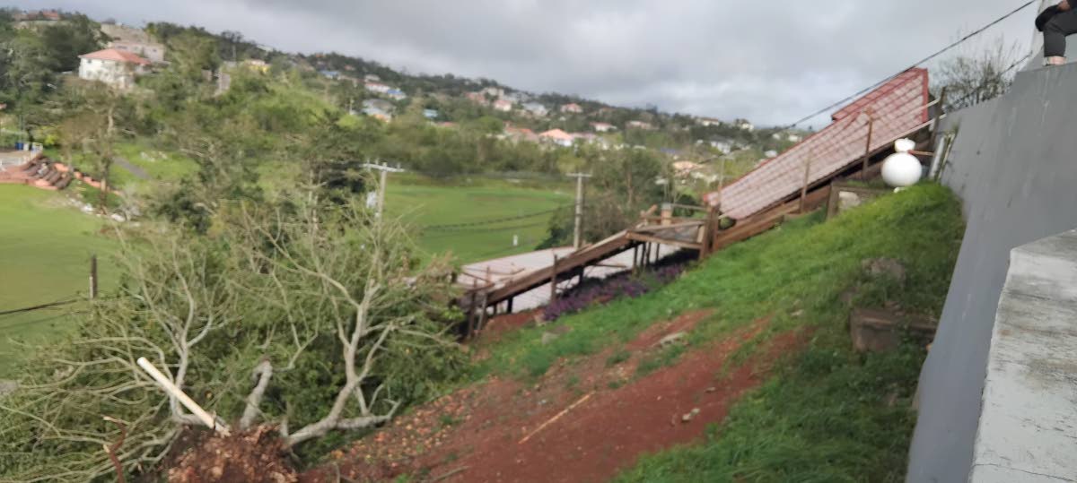 The damaged Steps to Christ at the Northern Caribbean University in Mandeville, Manchester.