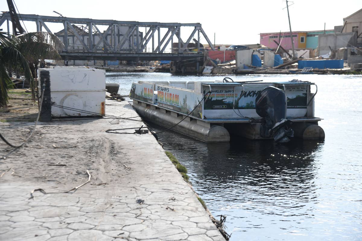One of the two boats still functional of a fleet of six at the J.Charles Swaby’s Black River Safari after the passing of Hurricane Melissa, in Black River, St Elizabeth. The captains are considering rotating trips to allow everyone to earn a living when 
