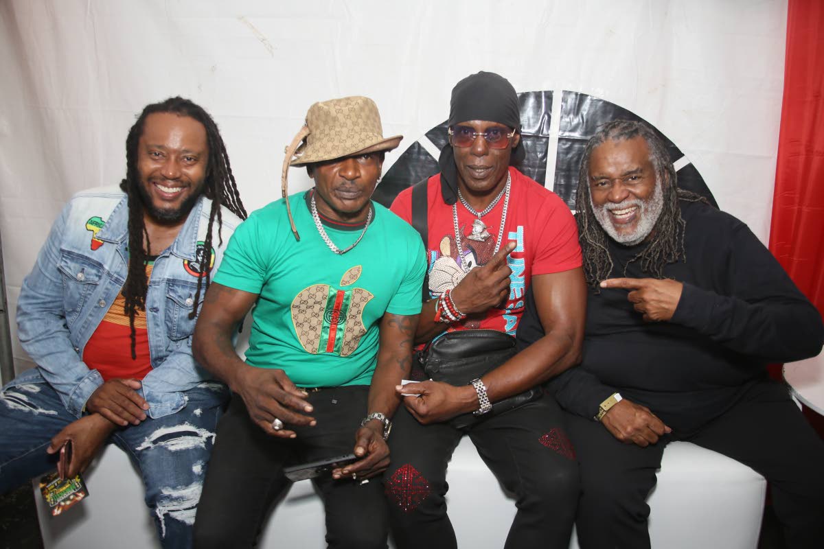 From left: Duane Stephenson, General B, Nitty Kutchie and Dean Fraser backstage at Ghetto Splash 2024.