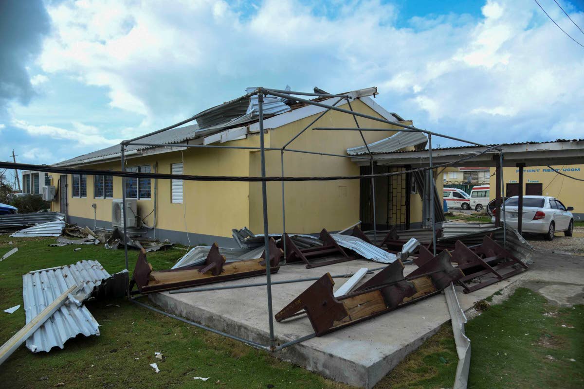 Damaged sections of Falmouth Hospital in Falmouth, Trelawny, after the passage of Hurricane Melissa.