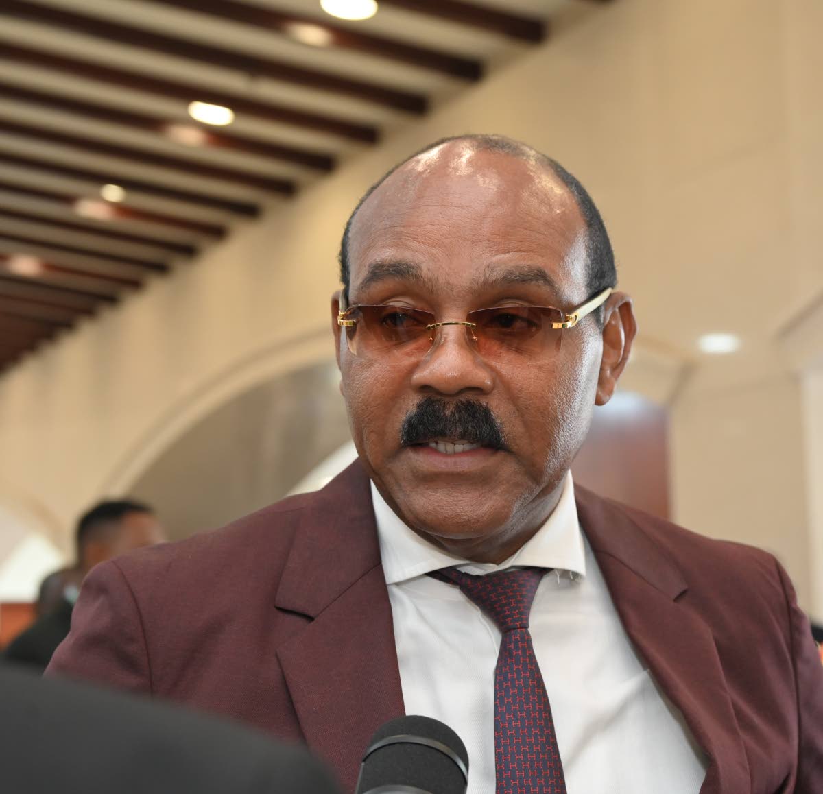 Prime Minister of Antigua and Barbuda, Gaston Browne, addresses the media at the July 2025 Conference of Heads of Government of the Caribbean Community in Montego Bay. He has collaborated with Gramps Morgan on the song ‘Reparations’, using his stage na