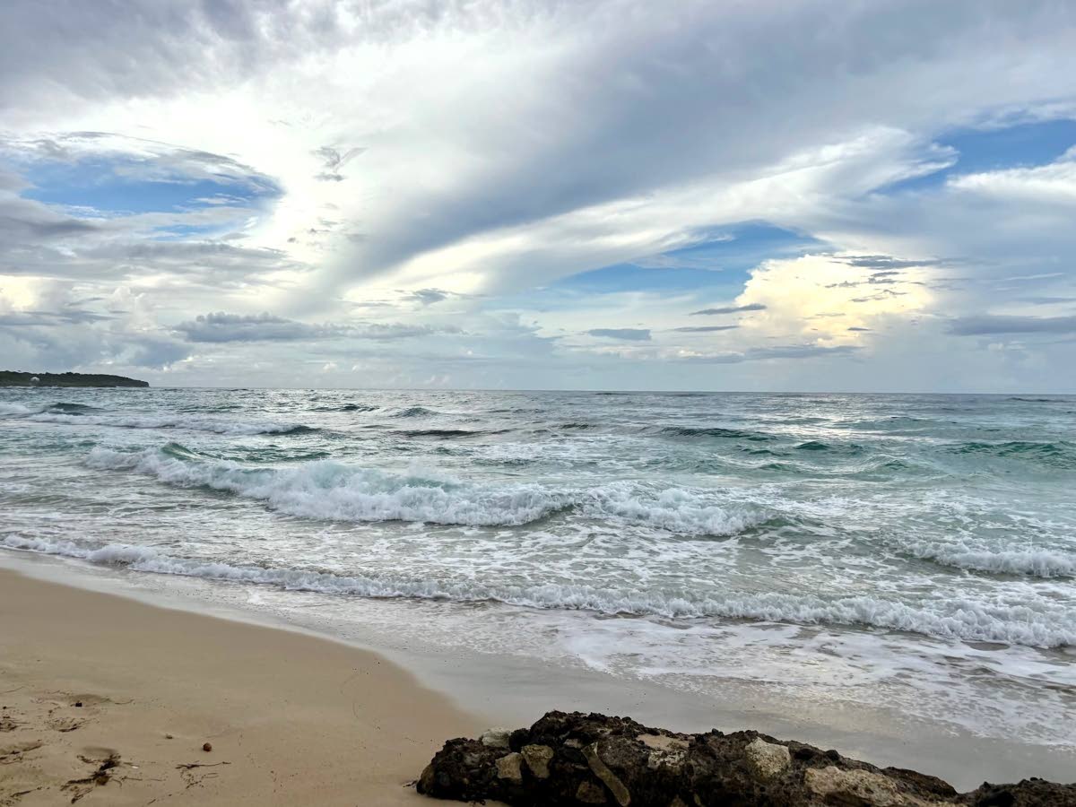 
A cloudy day at Long Bay Beach, Portland.