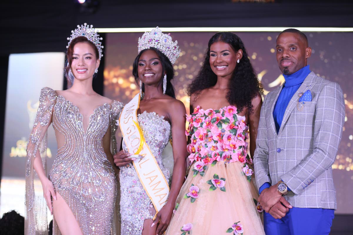  Miss Global Jamaica 2026, Deidrian Downer (second left), with Miss Global 2025, Nguyen Dinh Nhu Van from Vietnam (left) Jamaican; Keri-Ann Greenwood, Mis lobal Jamaica 2025 and first runner-up Miss Global 2025; and pageant director Jermane Blair, followin