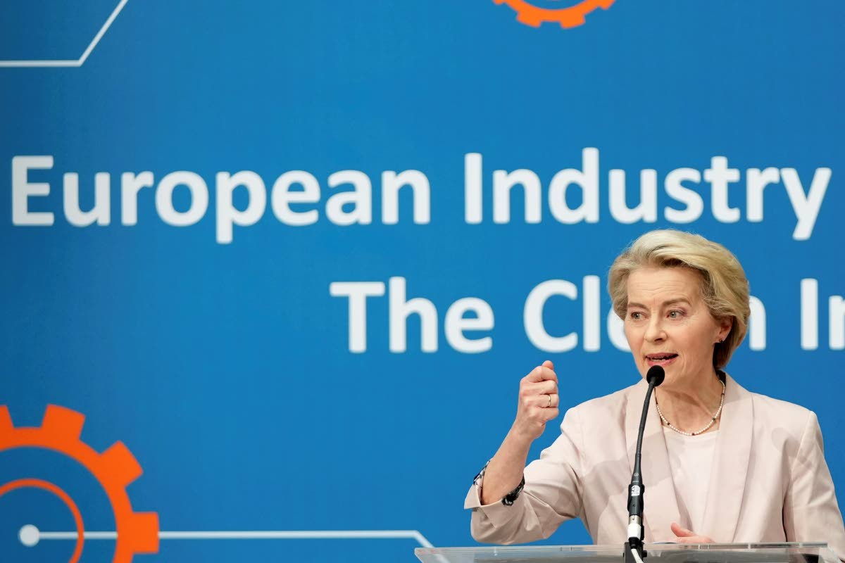 European Commission President Ursula von der Leyen speaks during the European Industry Summit in Antwerp, Belgium, on Wednesday, February 26, 2025. 