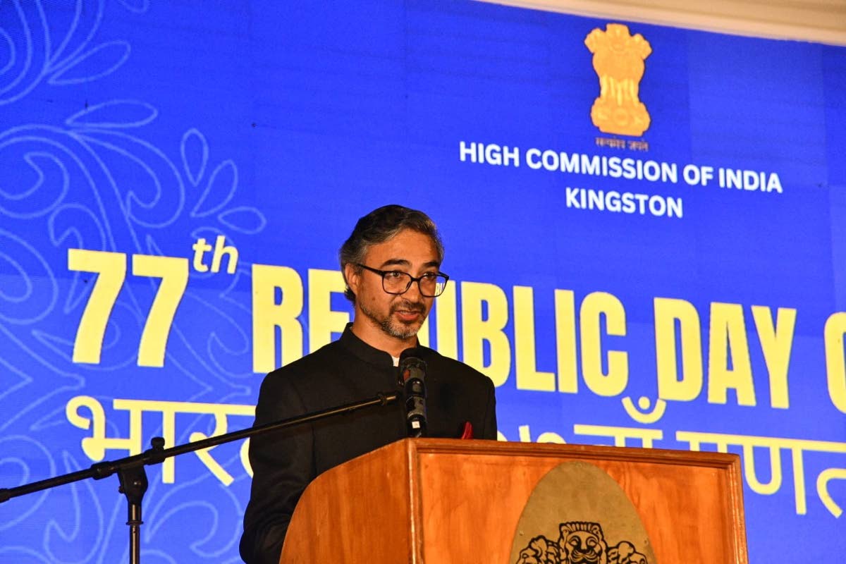 Indian High Commissioner to Jamaica Mayank Joshi, addressing Monday night’s 77th Republic Day reception at India House in St Andrew.