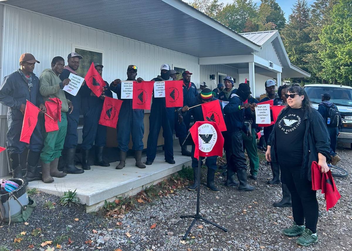 Farmers protesting at Wafler Farms.