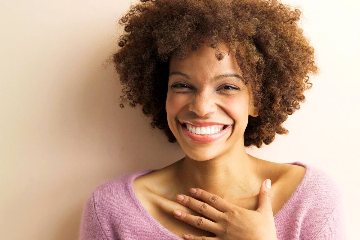 Flattered Woman Smiling