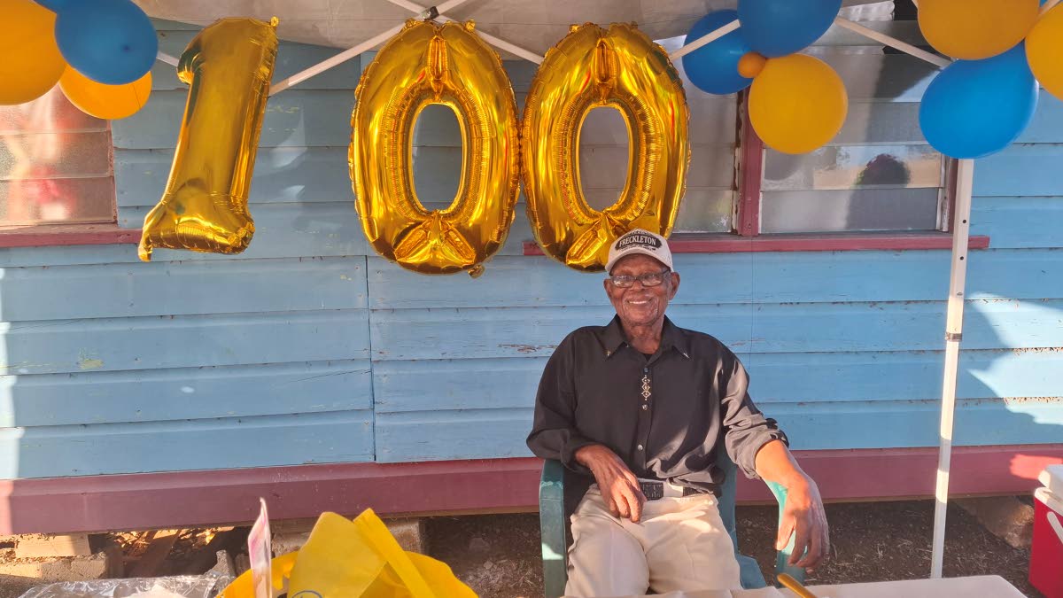 Centenarian Isaiah Freckleton at his 100th birthday celebration in Big Bridge, Westmoreland.