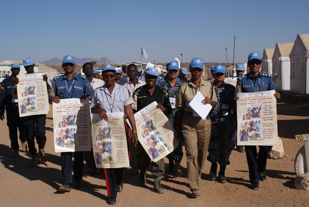 United Nations Peacekeeper Oberlene Smith Whyte leading a team on gender-based violence (female mutilation) sensitisation in Sudan.