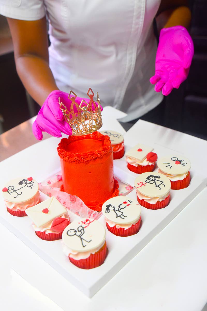 It’s a Pastry Cravingz by V crowning moment for the crimson mini-tower vanilla cake, encircled with plain and vanilla cupcakes.