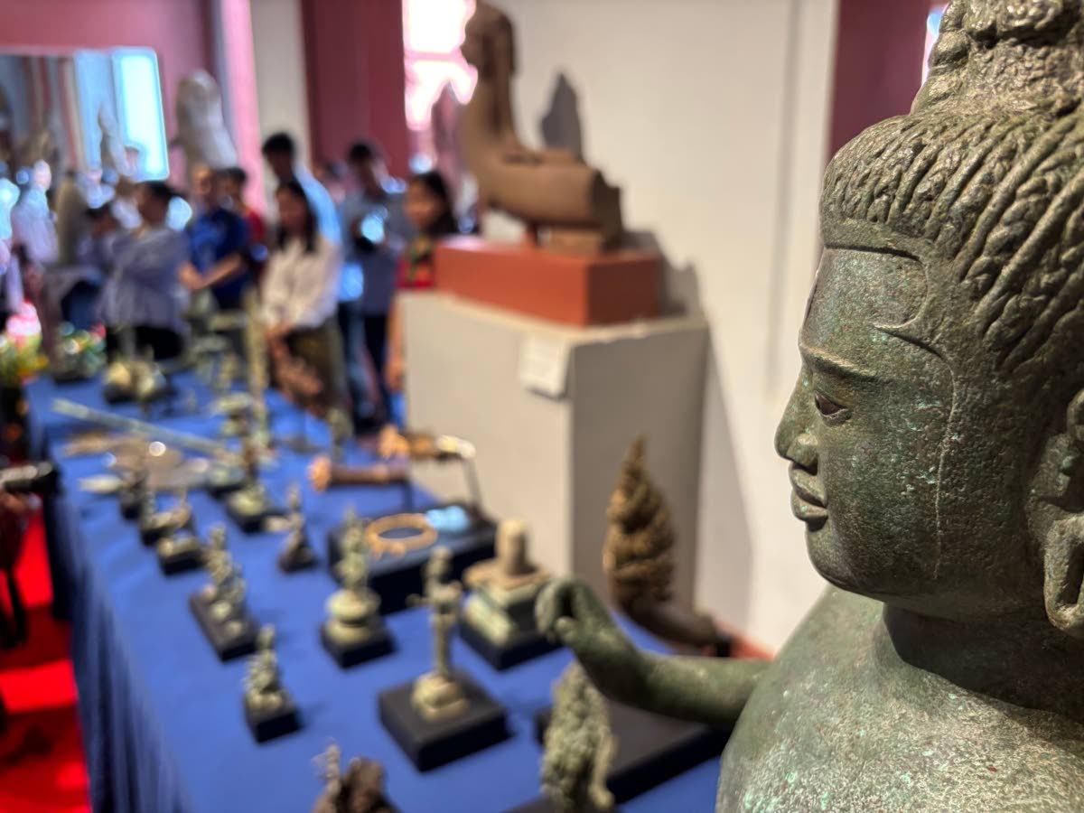 Khmer cultural artefacts that were returned to Cambodia on display at the National Museum, in Phnom Penh.