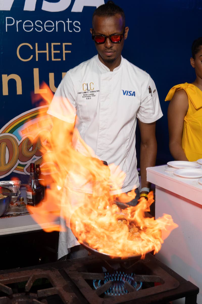 Chef Brian Lumley, during a live cooking demonstration. 