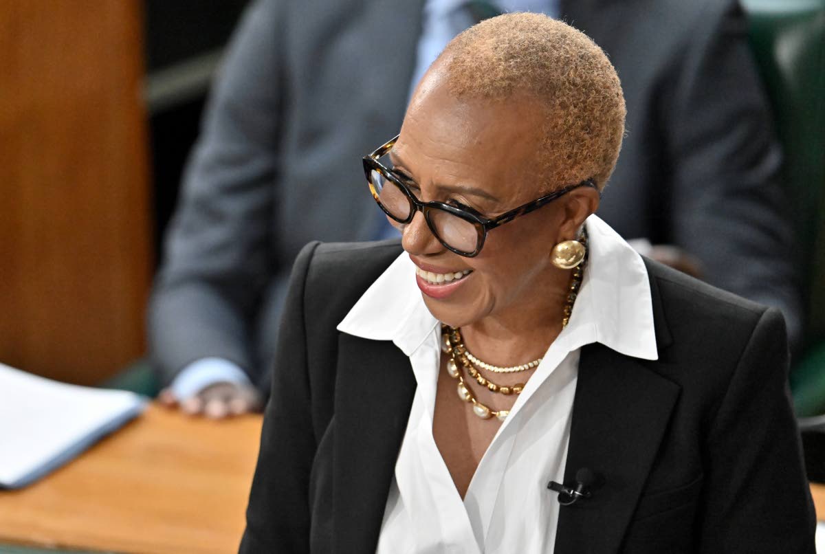 Fayval Williams, minister of finance and the public service, making her opening presentation in the 2026-2027 Budget Debate in the House of Representatives yesterday. 
