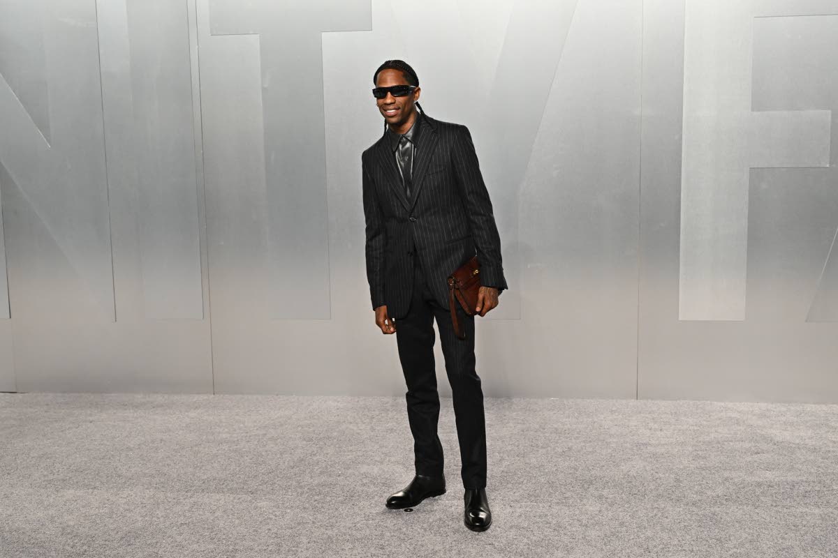 Pinstripes were the order of the day for American rapper Travis Scott.