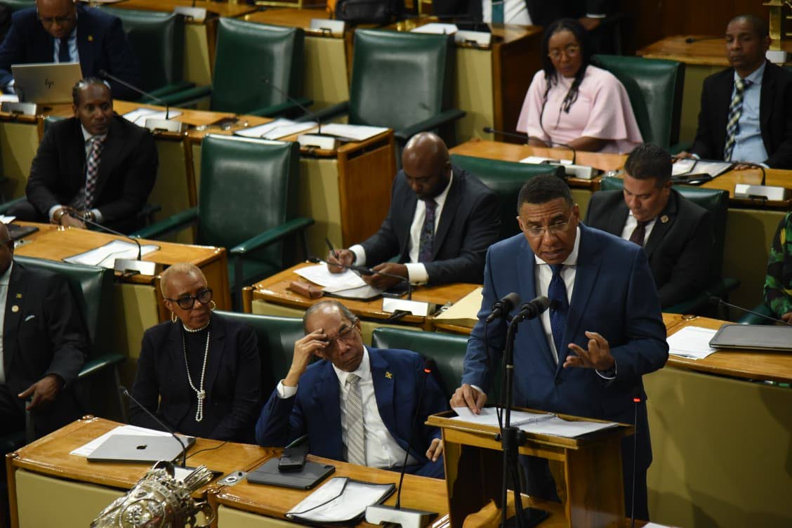 Prime Minister Dr Andrew Holness making his contribution to the National Budget Debate in the House of Representatives on March 26, 2026. (Ian Allen photo)