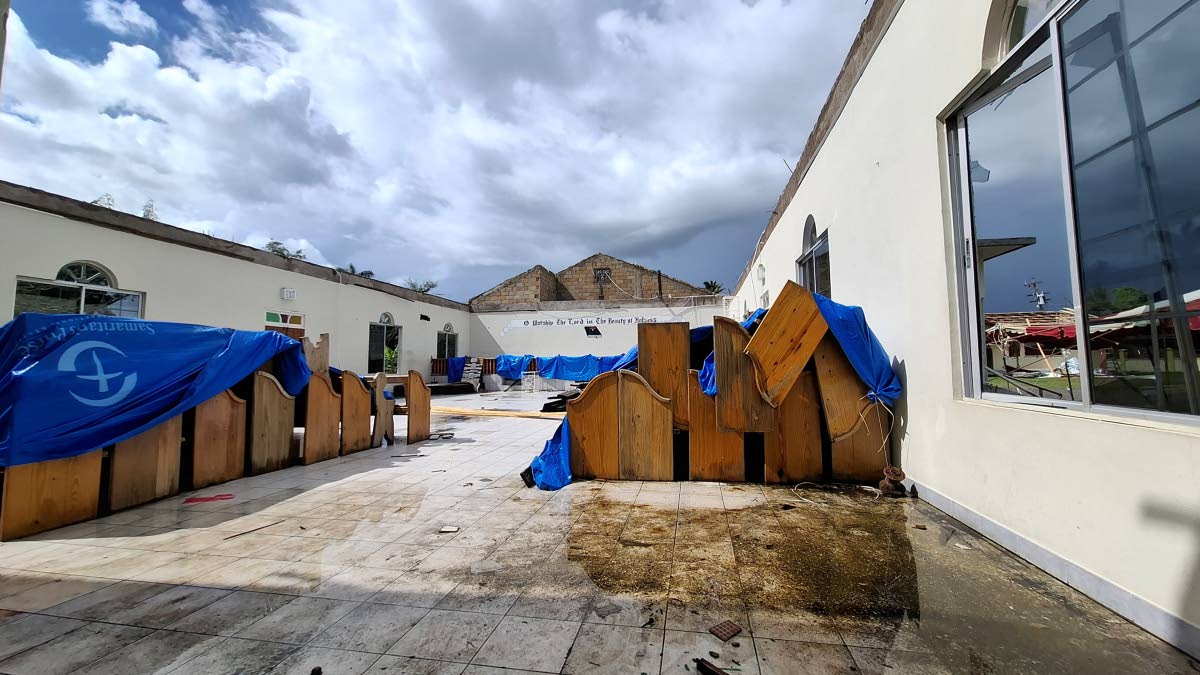 The ravaged Petersfield Holiness Wesleyan Church in Westmoreland.