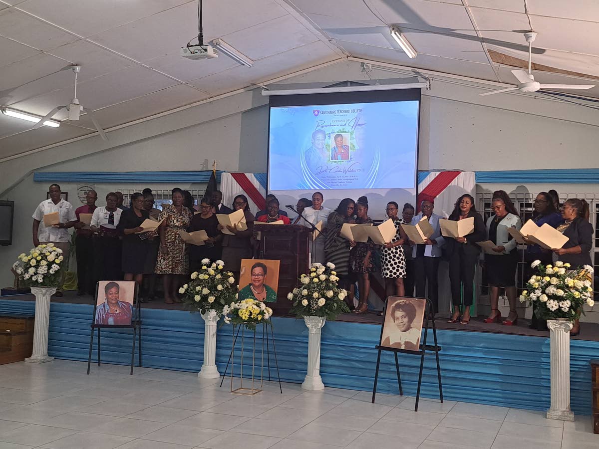 Representatives of the Ministry of Education, Youth and Information’s Region 4 pay tribute to Dr Cecile Walden in son.