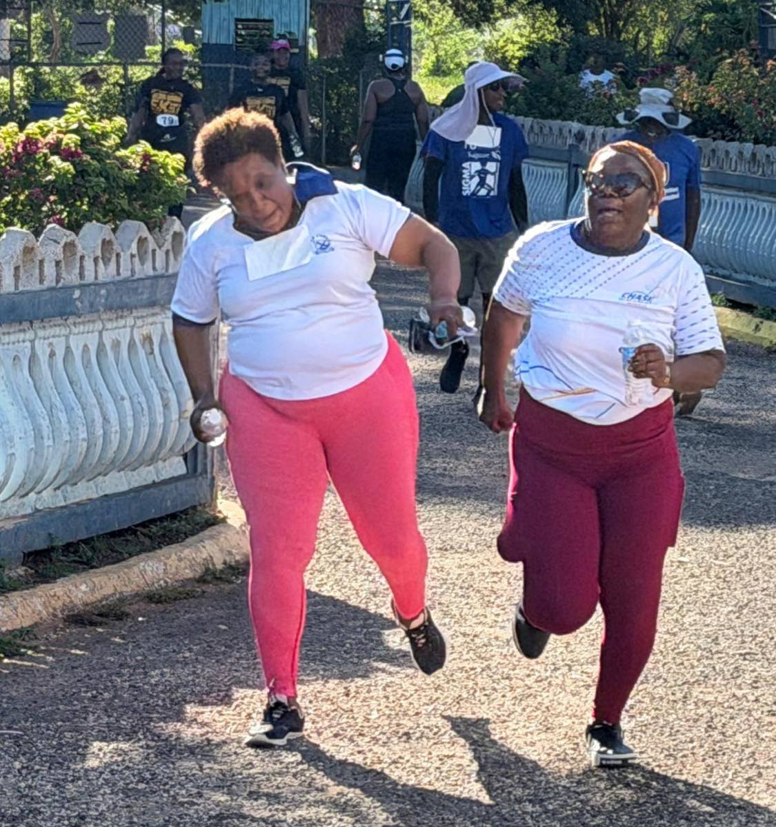 New Forest High School teachers racing towards the finish line.