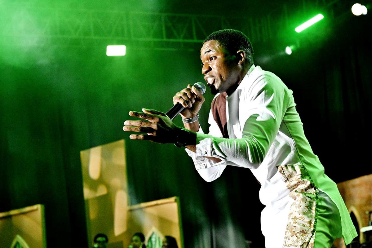 Kirkland Moses, second-place winner of the Jamaica Gospel Star 2026, performing at the National Indoor Sports Centre at the grand finals on Sunday. 