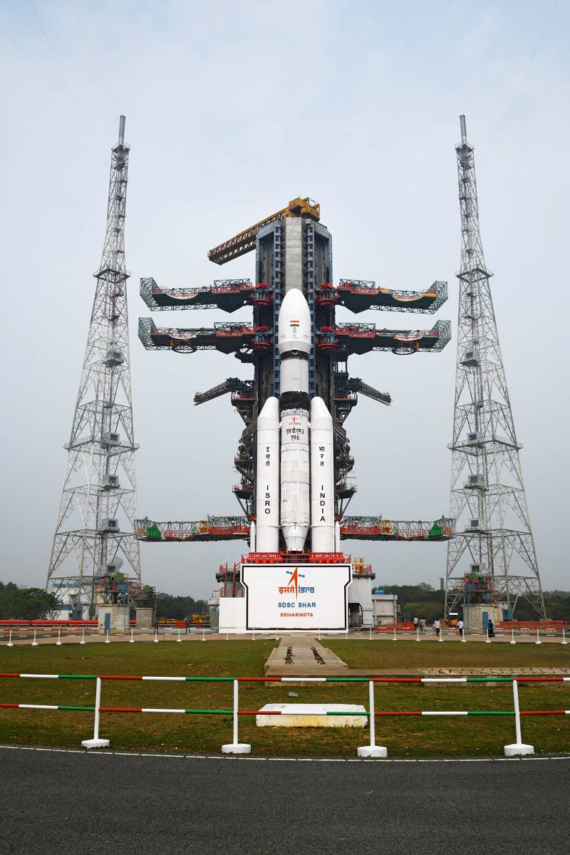 In this December 2025 photo the LVM3-M6 is seen at the Second Launch Pad (SLP), SDSC SHAR, in Sriharikota, a barrier island off the southern Indian state of Andhra Pradesh.