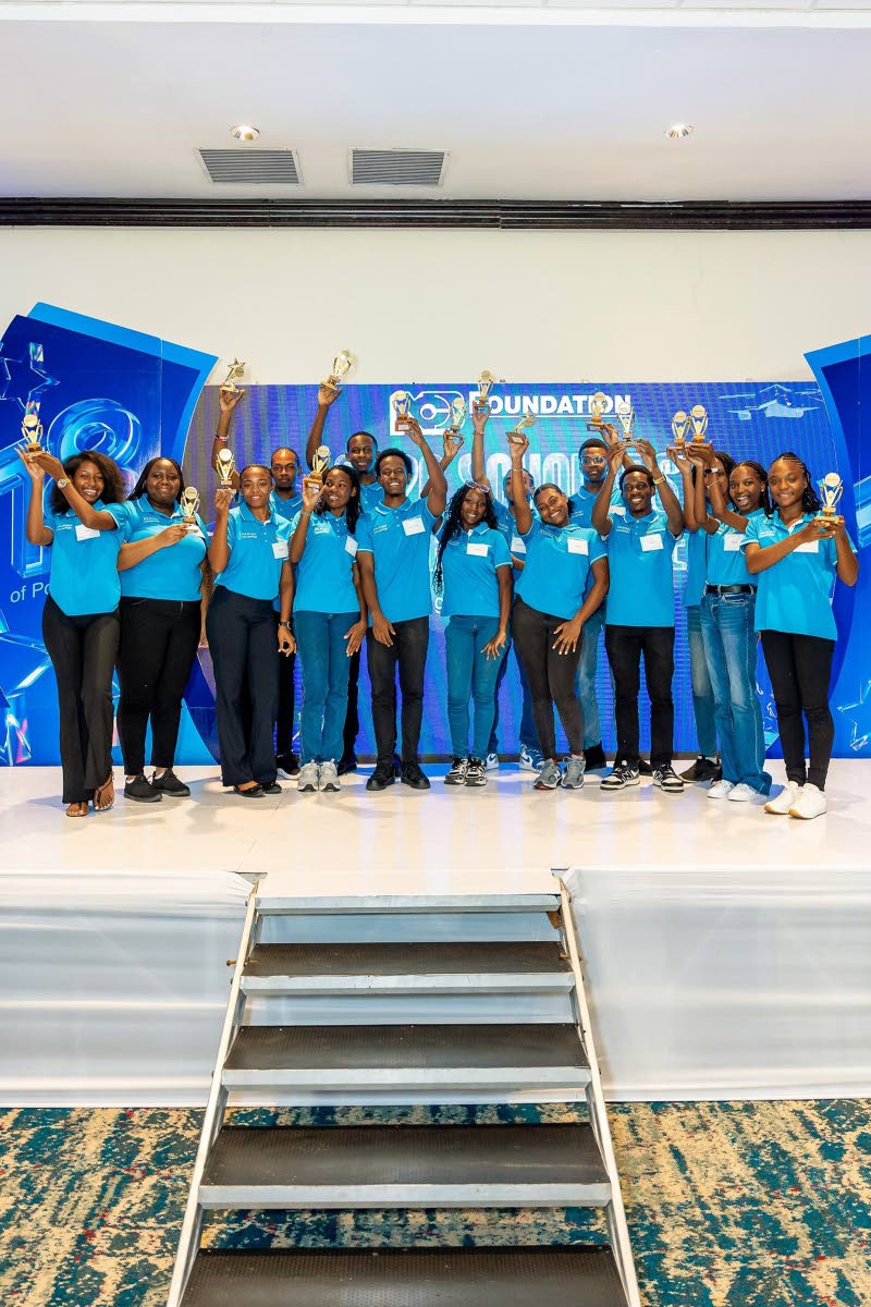 Members of the N.C.B. Foundation’s 2026 scholar cohort celebrate with their awards following the Scholars Awards & Mingle at The Jamaica Pegasus hotel on August 13. 