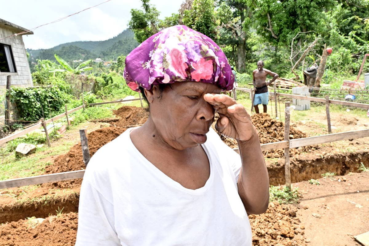 
Thelma Lynn Robinson is moved to tears as she relates the struggles living in a cramped cornershop with her husband Mickey since Hurricane Melissa destroyed their home last October.