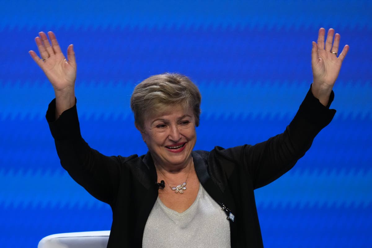 International Monetary Fund (IMF) Managing Director Kristalina Georgieva speaking at  the Global Economy forum during the annual meetings of the IMF and the World Bank Group in Bangkok, Thailand, on Thursday, October 15. AP