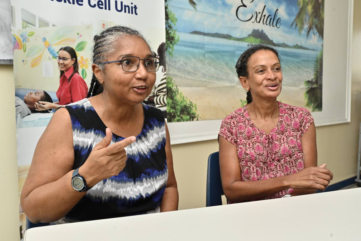Professor Jennifer Knight Madden (left) and Dr Lesley King during an interview with The Sunday Gleaner at the Sickle Cell Unit.