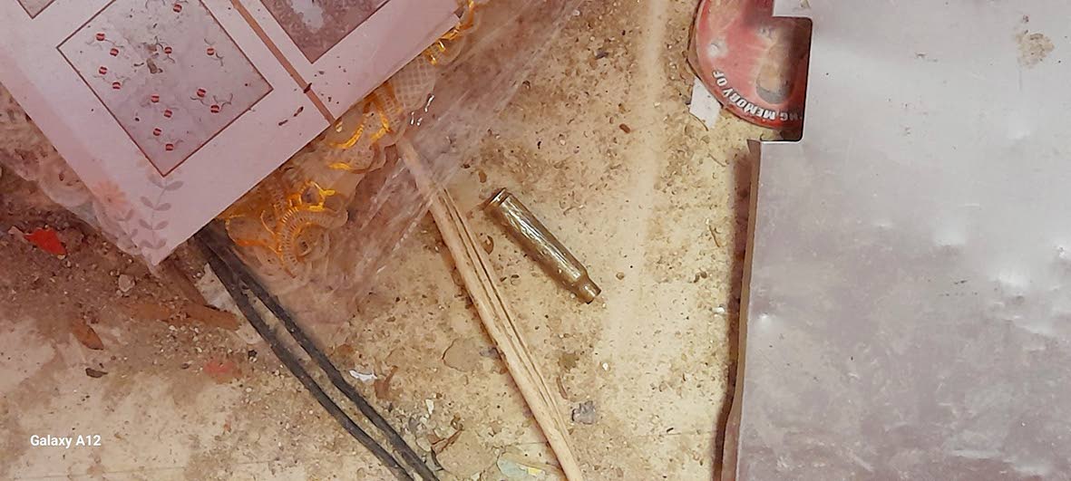 One o the bullet casings inside the house. 