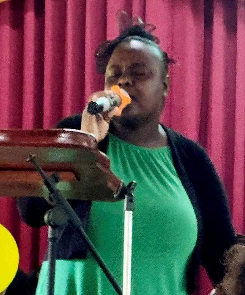 Shellene Wheatley delivers a song during the programme.