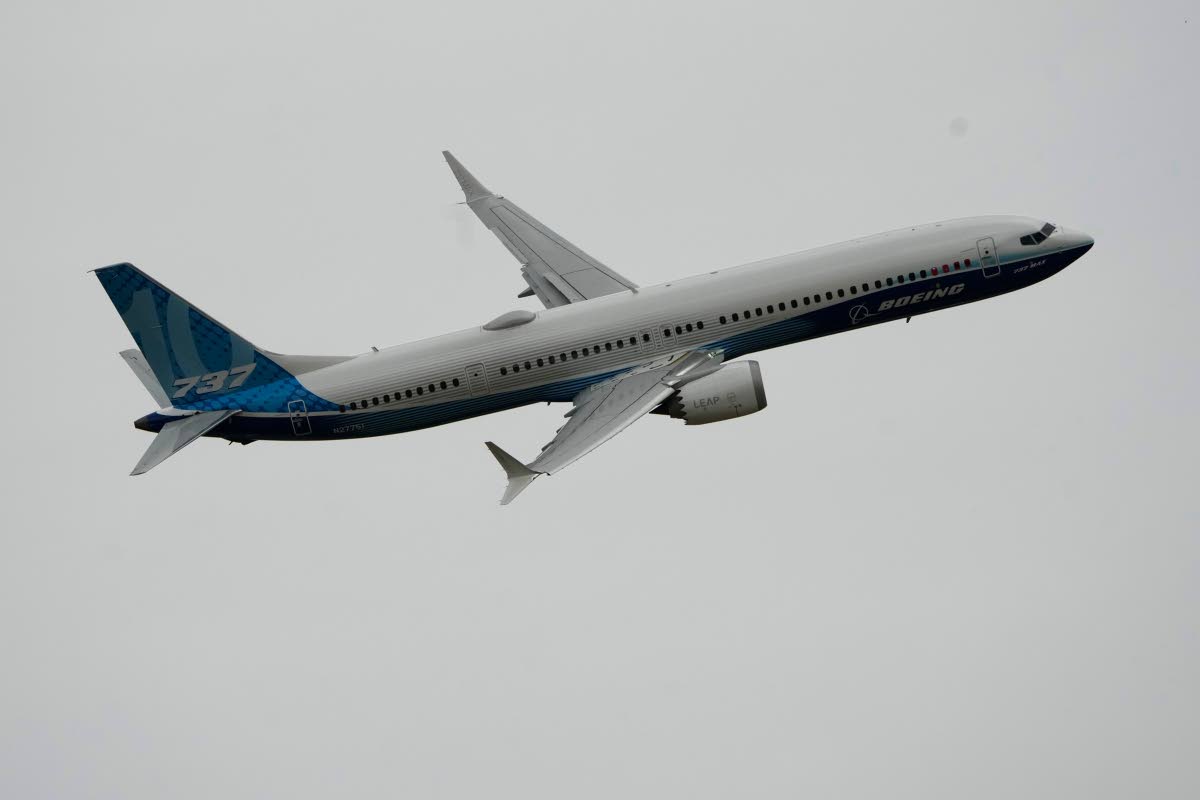 The Boeing 737 MAX 10 performs a demonstration flight during the Paris Air Show in Le Bourget, north of Paris, France, in June 2023. 