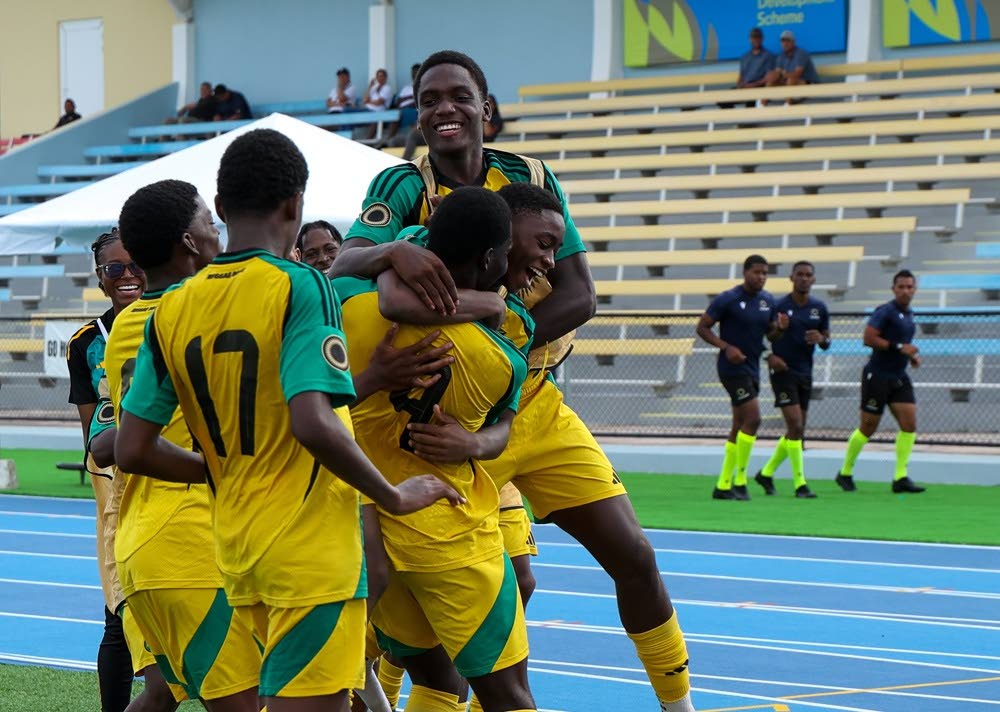 Jamaica U15 players in a celebratory mood.