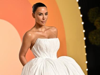 Kim Kardashian arrives at the Vanity Fair Oscar Party on March 2, 2025, in Beverly Hills, California. 