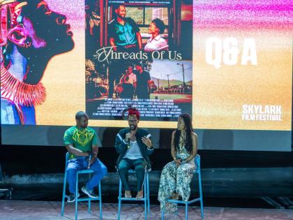 From left: Moderator Kevin Jackson, ‘Threads of Us’ director Mykal Cushnie, and writer Donisha Prendergast during the question-and-answer panel for the film’s premiere at the recently held Skylark Film Festival in Negril.