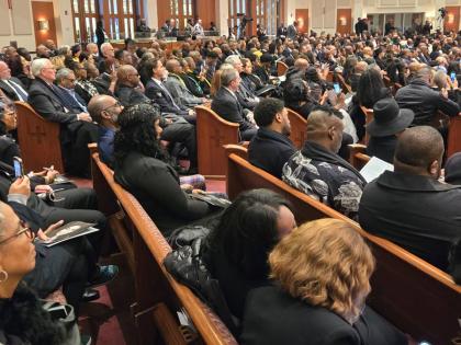 A section of the crowd at yesterday funeral for Alsion Roach-Wilson, Jamaica’s late consul general for New York, held at the Community Baptist Church of Englewood, New Jersey in the United States. 