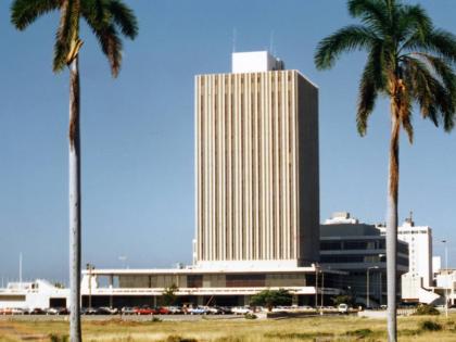 Bank of Jamaica building on the Kingston waterfront.