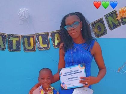 Josiah Lewis with his mother, Shawneece Forbes.