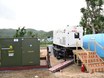 The 500-kilowatt emergency mobile power-generation unit that was commissioned in the community of Darliston, Westmoreland, on Sunday.