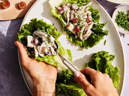 A recipe for chicken salad lettuce wraps from the cookbook ‘Hormone Healthy Eats’ by Lauren Chambers.
