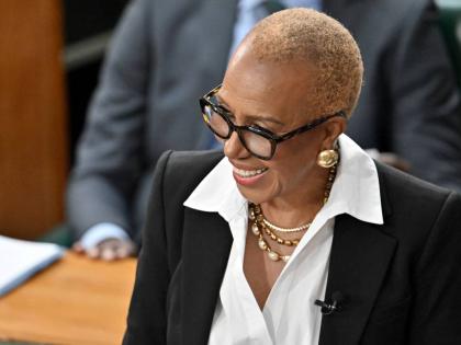 Fayval Williams, minister of finance and the public service, making her opening presentation in the 2026-2027 Budget Debate in the House of Representatives yesterday. 